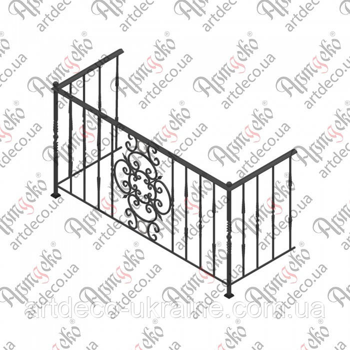Балконна огорожа кована 2000х1050х800.(БО-32) КОМПЛЕКТ ЕЛЕМЕНТІВ, фото 1
