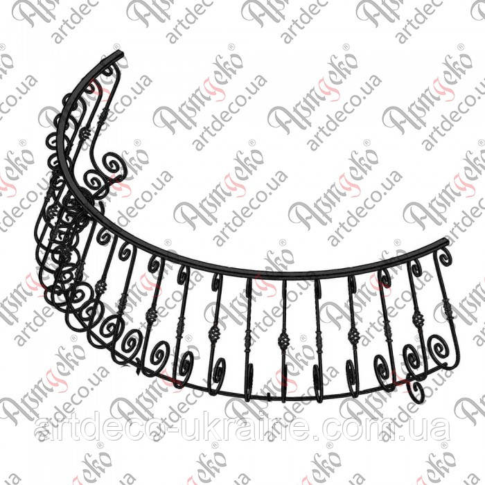 Кована огорожа балкона 2500х1000. КОМПЛЕКТ ЕЛЕМЕНТІВ, фото 1