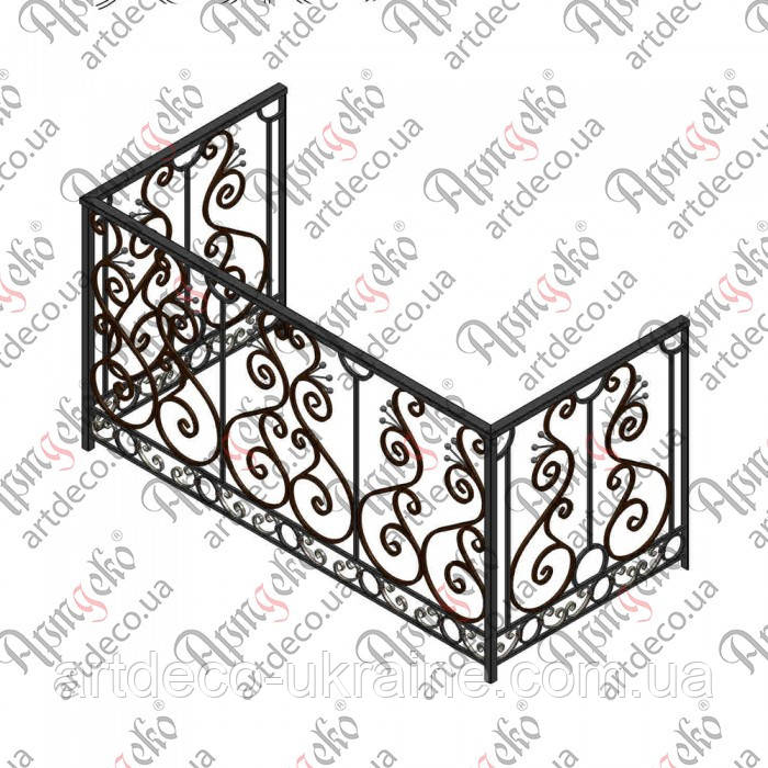 Балконна огорожа. КОМПЛЕКТ ЕЛЕМЕНТІВ 1900х990х920, фото 1