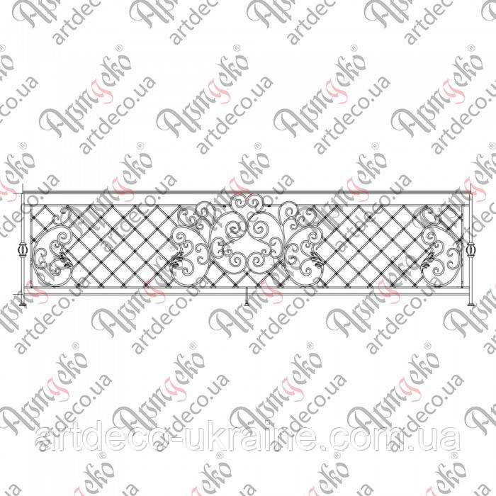 Балконна огорожа. КОМПЛЕКТ ЕЛЕМЕНТІВ 4000х1050, фото 1