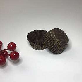 Паперова форма для цукерок, 30*24 мм, коричневий з малюнком (100 шт)