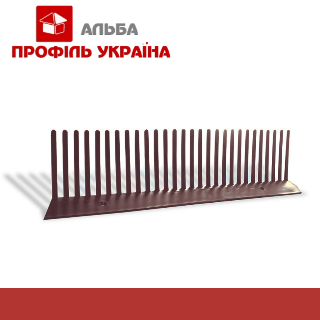 Гребінь звису для металочерепиці 60мм х 1м гребінь звису ПВХ Сітка захисту карнизу вентиляційна карнизна звису