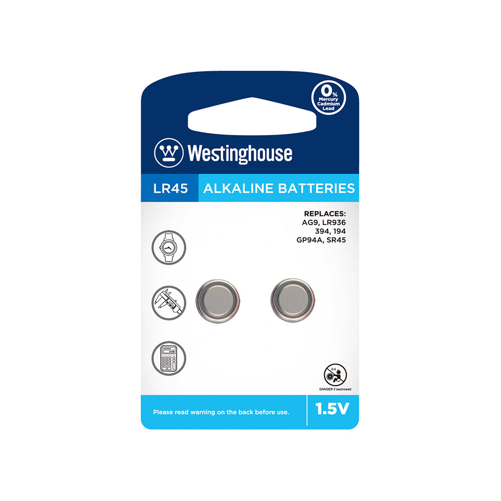 Лужна батарейка Westinghouse Alkaline "таблетка" LR45 2шт/уп blister