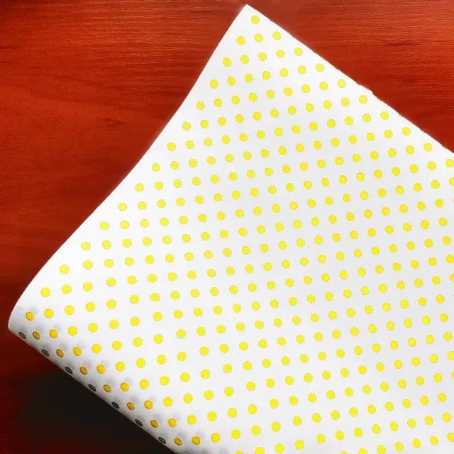 Папір флористичний Горошки золотистий на білому
