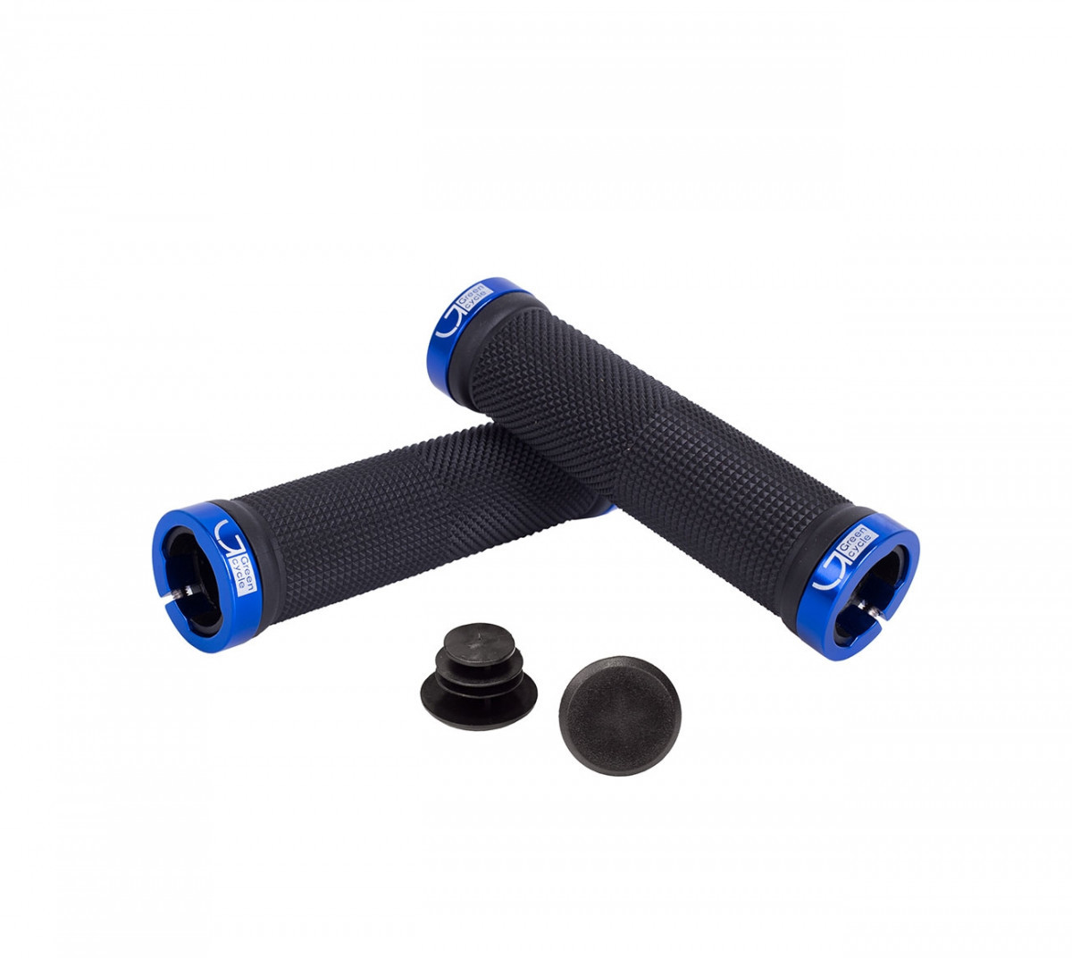Ручки руля Green Cycle GGR-424 130mm (замки сині) Чорний