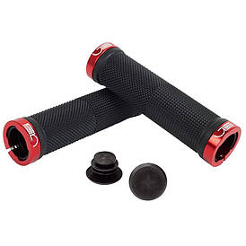 Ручки руля Green Cycle GGR-424 130mm (замки червоні) Чорний