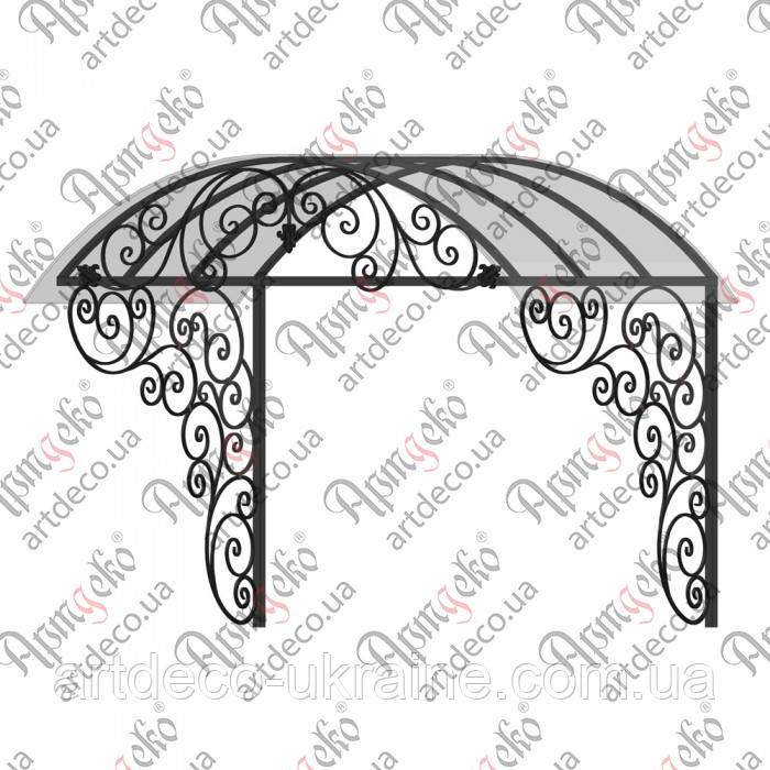 Кований навіс, піддашок 2400х2000(1500)х1500. КОМПЛЕКТ ЕЛЕМЕНТІВ, фото 1