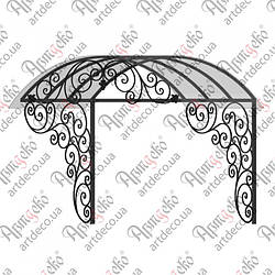 Кований навіс, піддашок 2400х2000(1500)х1500. КОМПЛЕКТ ЕЛЕМЕНТІВ