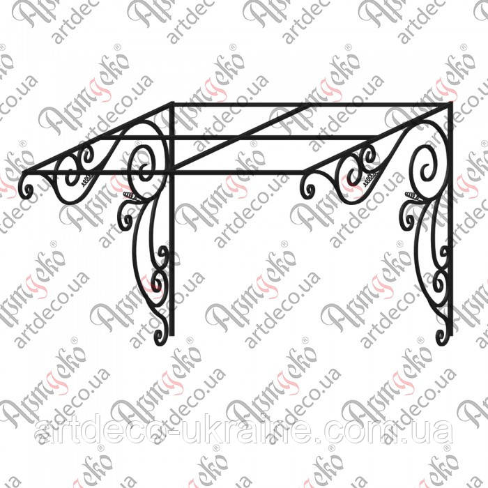 Кований навіс, піддашок. КОМПЛЕКТ ЕЛЕМЕНТІВ 1660х1175х1335., фото 1