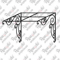 Кований навіс, піддашок. КОМПЛЕКТ ЕЛЕМЕНТІВ 1660х1175х1335.