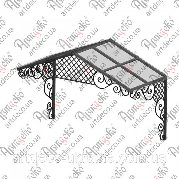 Кований навіс, піддашок 2500х1700(1160)х1200. КОМПЛЕКТ ЕЛЕМЕНТІВ, фото 1