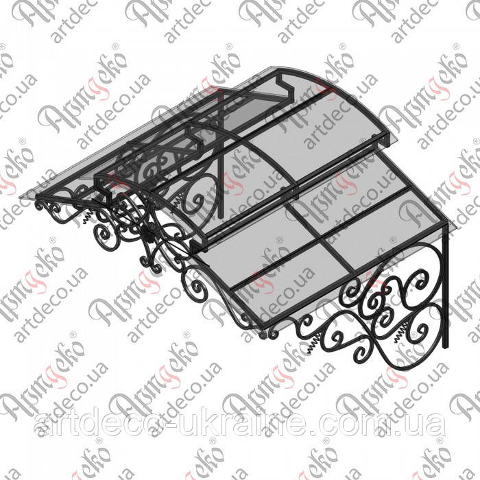 Кований навіс, піддашок. КОМПЛЕКТ ЕЛЕМЕНТІВ 1500х1115(615)х1260, фото 1