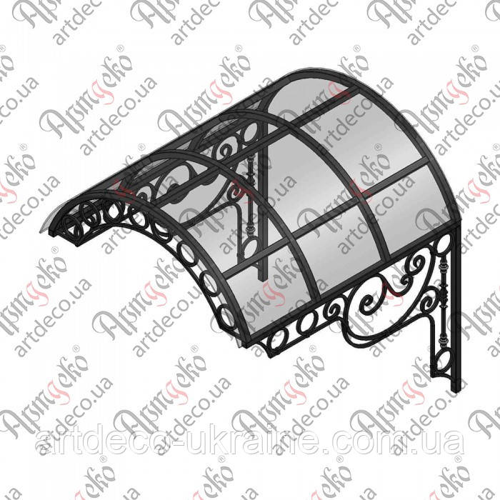 Кований навіс, піддашок. КОМПЛЕКТ ЕЛЕМЕНТІВ 1200х1315(900)х1300, фото 1
