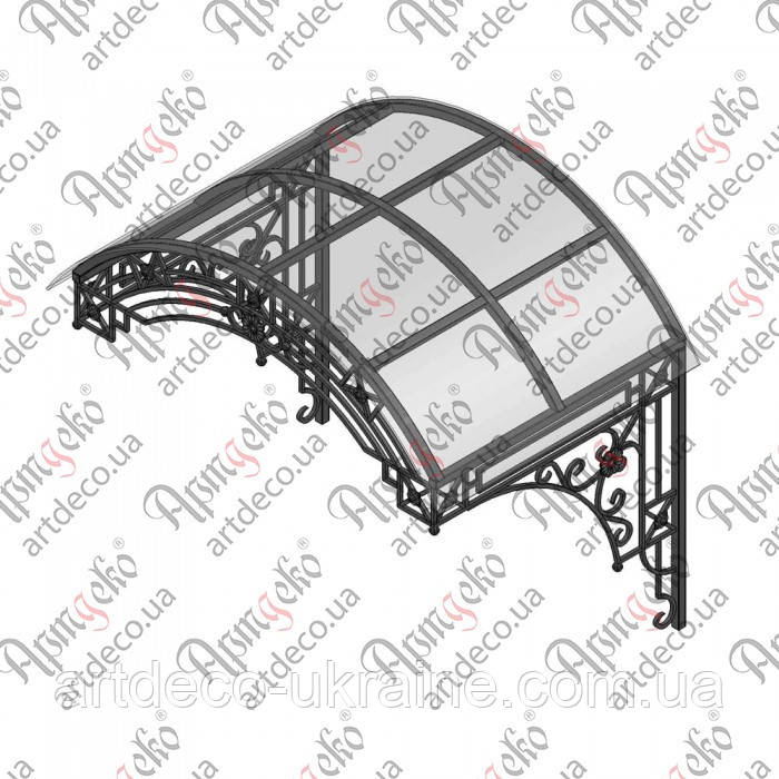Кований навіс, піддашок. КОМПЛЕКТ ЕЛЕМЕНТІВ 1500х1400(1030)х1030, фото 1