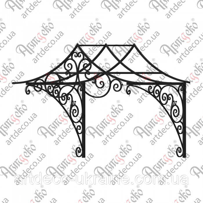 Кований навіс, піддашок. КОМПЛЕКТ ЕЛЕМЕНТІВ 1470х1350(900)х1200., фото 1