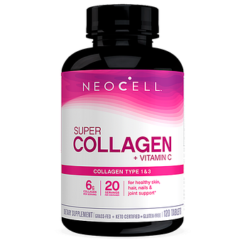 Neocell, Super Collagen+C, Супер колаген з вітаміном C для здоров'я шкіри, волосся, нігтів, 120 таблеток