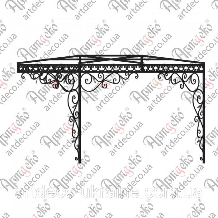 Кований навіс, піддашок. КОМПЛЕКТ ЕЛЕМЕНТІВ 2700х1915(1750)х2000, фото 1
