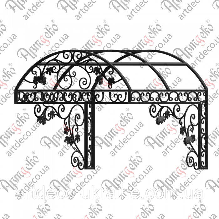 Кований навіс, піддашок. КОМПЛЕКТ ЕЛЕМЕНТІВ 1800х1520(1000)х1780, фото 1