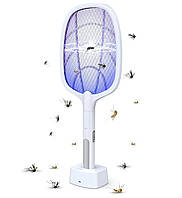 Электрическая мухобойка Multifunction Electric mosquito Swatter Белая, ракетка от комаров с док станцией (TI)