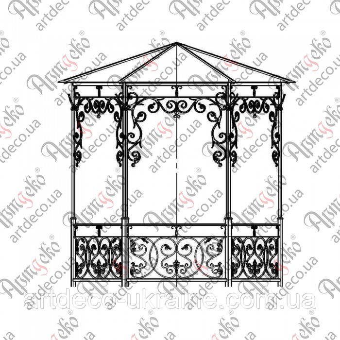 Альтанка кована, навіс 1115х3200х2715. КОМПЛЕКТ ЕЛЕМЕНТІВ, фото 1