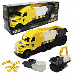 Машинка «Вантажівки з будівельними контейнерами» Wader Magic truck Technic жовта 78*27*18 см (36470)