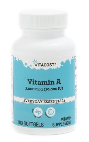 Вітамін А, Vitacost, 3000 мкг (10000 МО), 100 гельових капсул