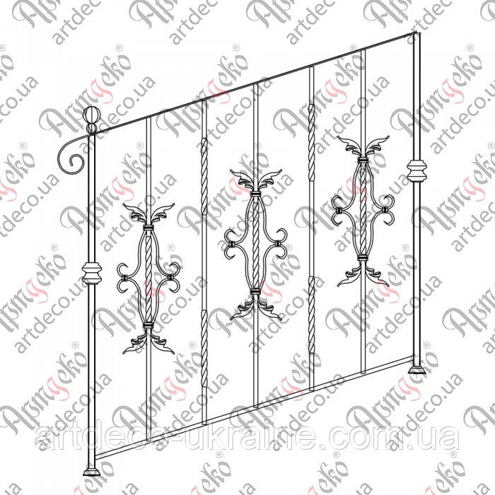 Сходова огорожа перила. КОМПЛЕКТ ЕЛЕМЕНТІВ 1000х1000, фото 1
