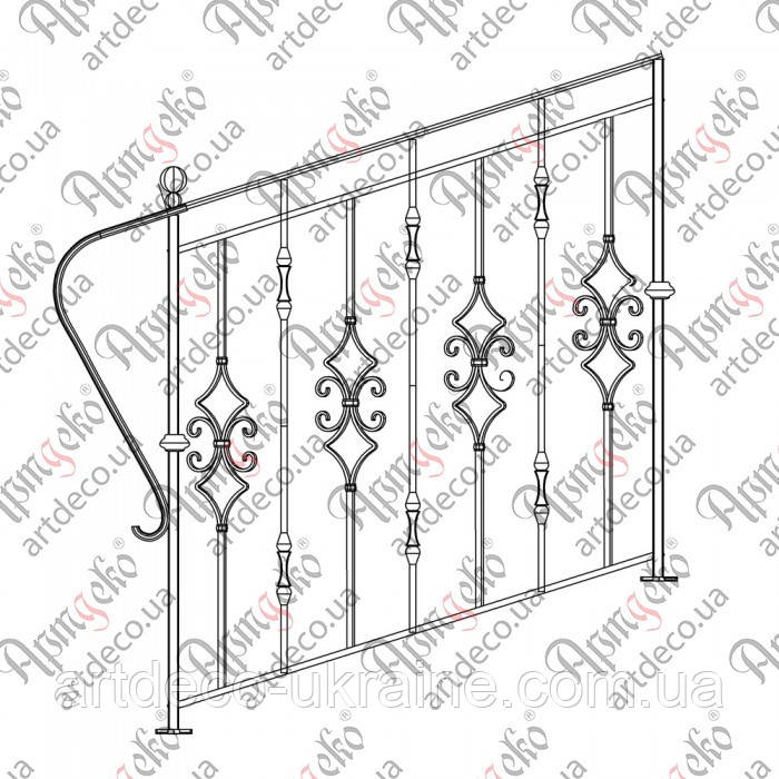 Огорожа сходова. КОМПЛЕКТ ЕЛЕМЕНТІВ 1000х1000, фото 1