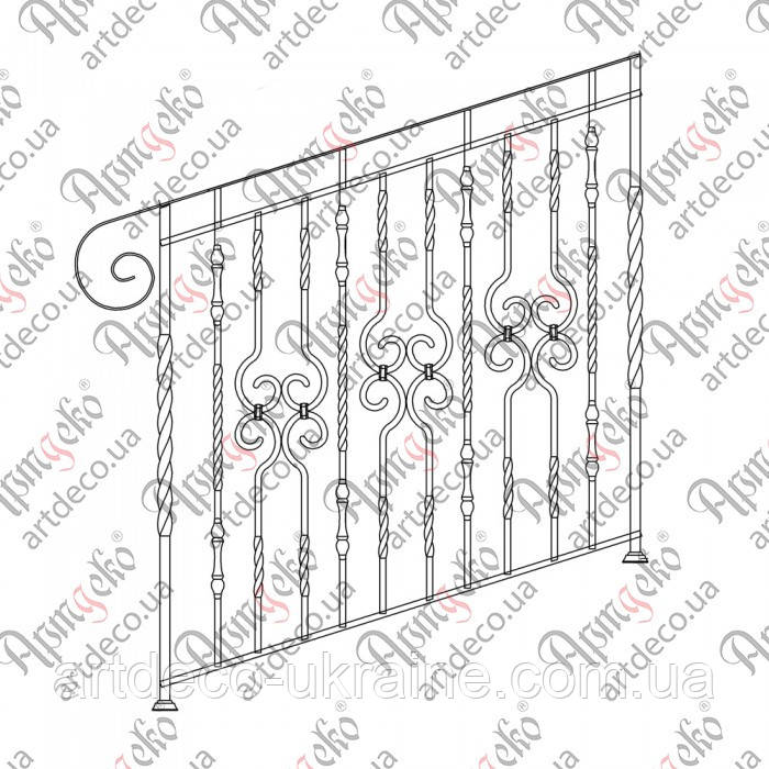 Сходова огорожа 1000х1000. КОМПЛЕКТ ЕЛЕМЕНТІВ, фото 1