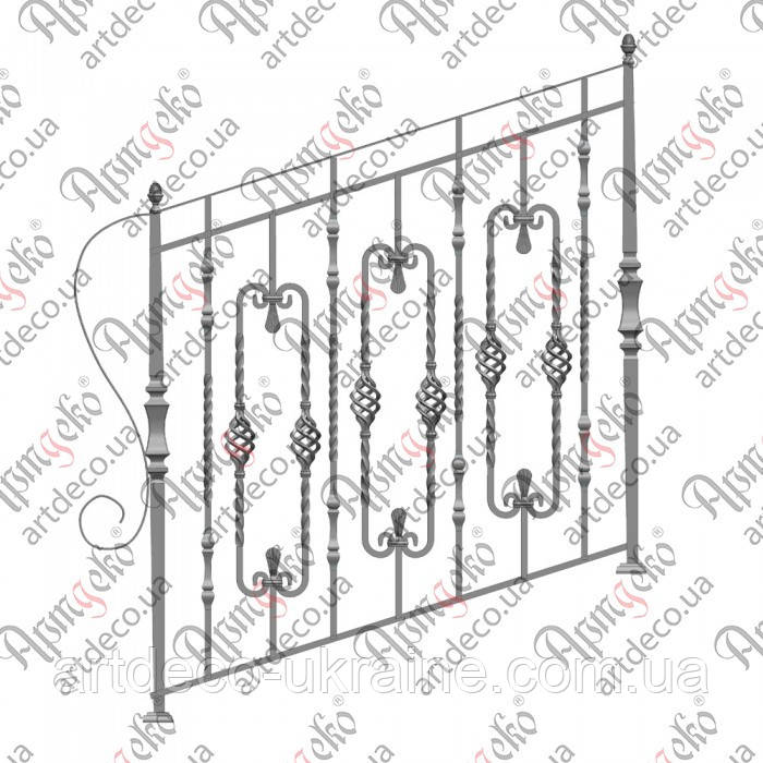 Сходові огорожі, перила. КОМПЛЕКТ ЕЛЕМЕНТІВ 1000х1000, фото 1