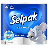 Туалетная бумага Selpak 3-слоя 4 рулона белая