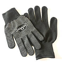 Рукавички трикотажні, чорні, горошок (SEVEN)