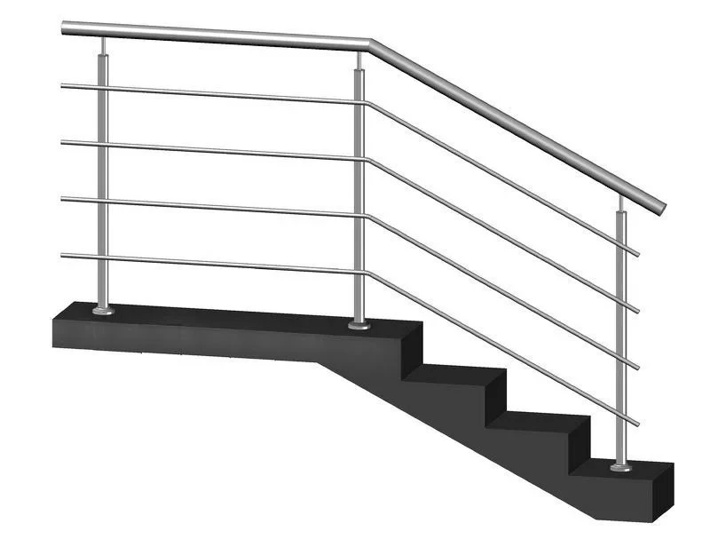 Перила/огорожі з нержавіючої сталі AISI 201, поручень Ø42 мм, стійка Ø32 мм, 4 ригеля Ø10 мм, кріплення на