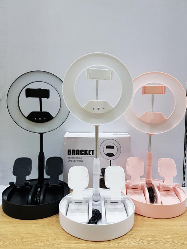 Кільцева настільна LED - лампа Bracket на штативі з підставкою для телефону (на USB), 15 Вт.
