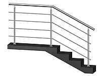 Перила/ограждения из нержавейки AISI 304, поручень Ø42 мм, стойка Ø42 мм, 4 ригеля Ø12 мм, боковое крепление