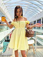 Платье мини женское летнее универсальное со шнуровкой на груди и пышной юбкой Smmil5986