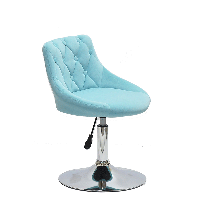 Стілець Foro Button CH-Base блакитний 1019 велюр з каретною стяжкою на хромованій круглій опорі-нозі, фото 2