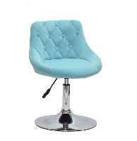 Стілець Foro Button CH-Base блакитний 1019 велюр з каретною стяжкою на хромованій круглій опорі-нозі, фото 3