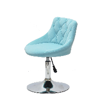 Стілець Foro Button CH-Base блакитний 1019 велюр з каретною стяжкою на хромованій круглій опорі-нозі, фото 4