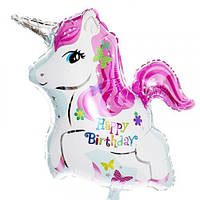 Фольгована кулька велика фігура Єдиноріг Happy Вirthday 72.5х60 см Китай