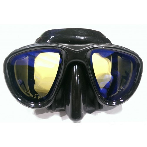 Маска Bs Diver GHOST тонована чорний силікон, двухстекольня