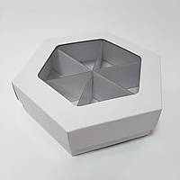 Коробка шестигранна для наборів горіхів, сухофруктів 220х190х55 мм.