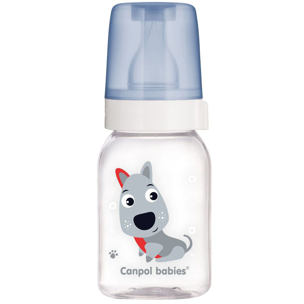Пляшка з малюнком "Веселі звірята Собачка" 120 мл Canpol Babies BPA FREE (5903407118512)