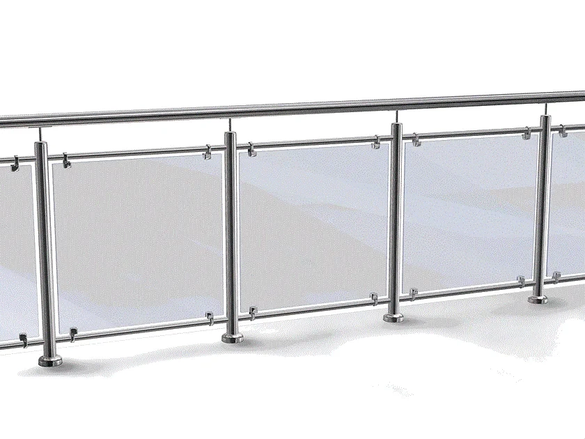 Огородження (2) в затискному алюмінієвому профілі зі склом