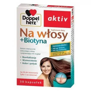 Doppelerz Aktiv Для волосся з біотином, цинком, міддю, L-цистеїном, L-метіоніном, хвощем, вітамінами, 30 капсул