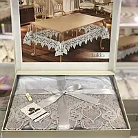 Скатертина Силіконова 160 х 260 см З Мереживом На Стіл Захисна М'яке Скло Туреччина Maison Royale Lukka