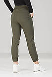 Джогери жіночі зі стрейч-котону оливкові Штани для військових Жіночі штани джогери на манжетах VS 1105, фото 3