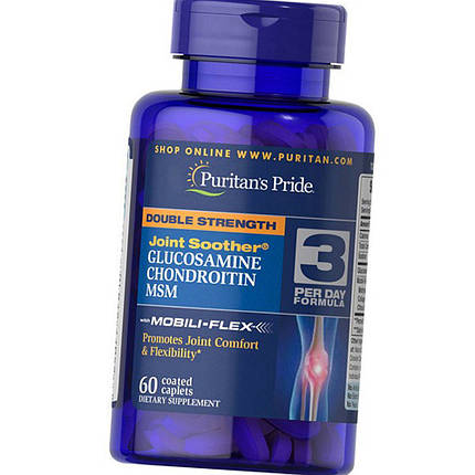 Глюкозамін хондроітин МСМ Puritan's Pride Glucosamine Chondroitin with MSM 60 таб, фото 2