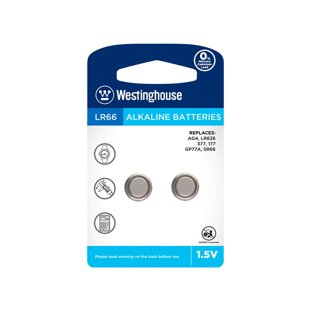 Лужна батарейка Westinghouse Alkaline "таблетка" LR66 2шт/уп blister