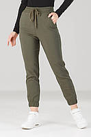 Джогери жіночі зі стрейч-котону оливкові Штани для військових Жіночі штани джогери на манжетах VS 1105